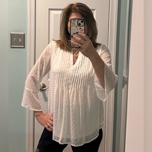 Style & Co. White Dotted Blouse